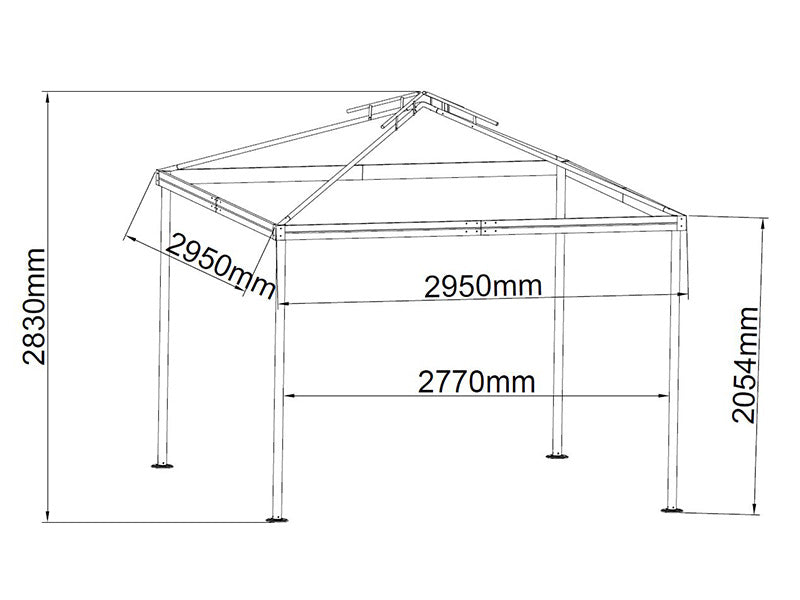 3x3m Gazebo OSIRIS Peaked Valance Grey
