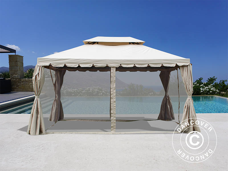 3x4m Gazebo OSIRIS Peaked Valance Sand