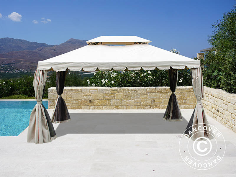 3x4m Gazebo OSIRIS Peaked Valance Sand