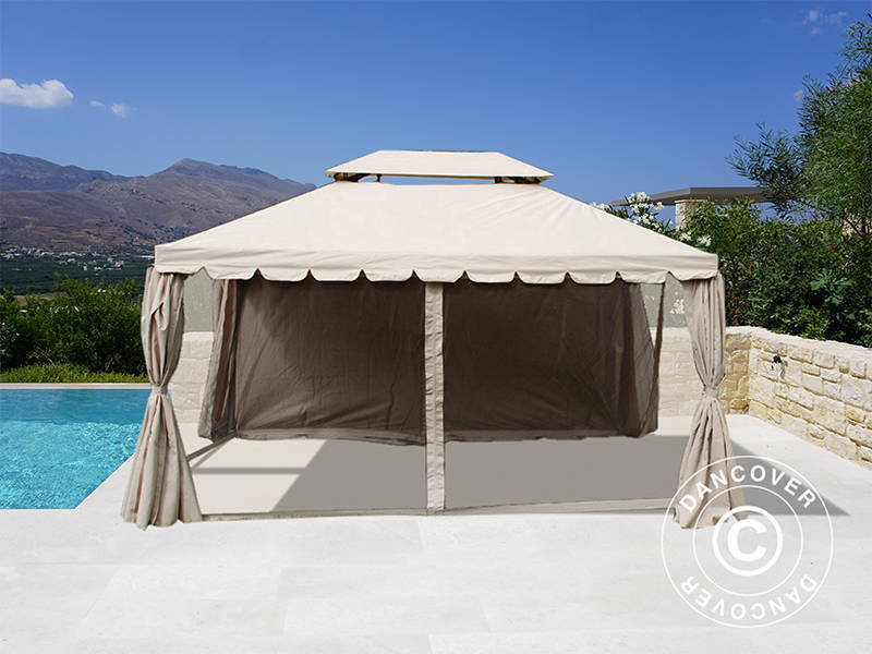3x4m Gazebo OSIRIS Peaked Valance Sand