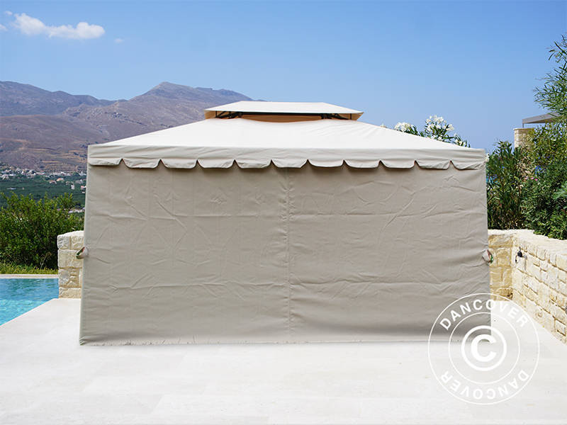 3x4m Gazebo OSIRIS Peaked Valance Sand