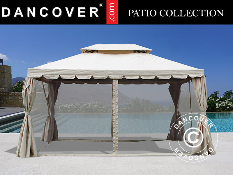 3x4m Gazebo OSIRIS Peaked Valance Sand