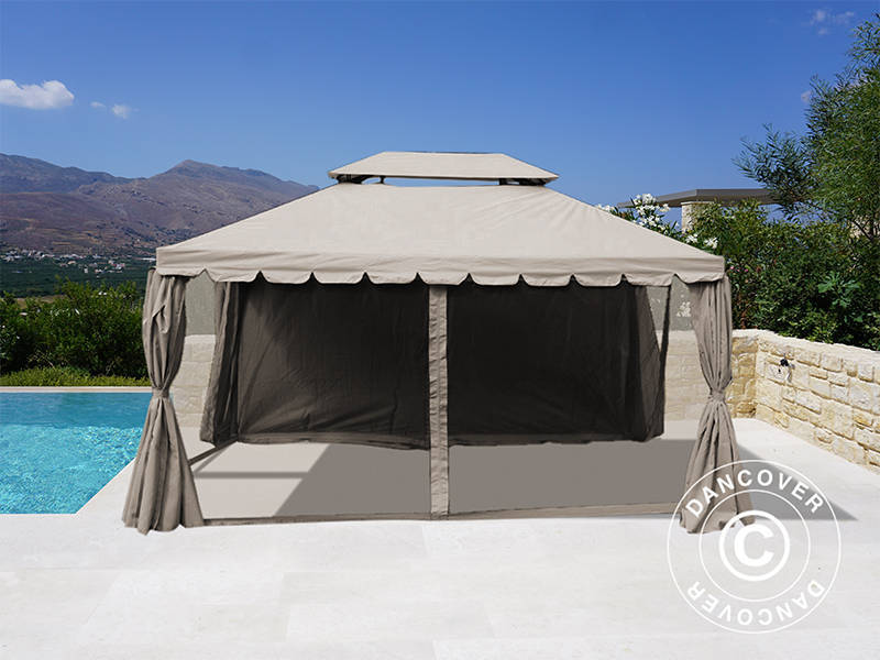 3x4m Gazebo OSIRIS Peaked Valance Dark Beige