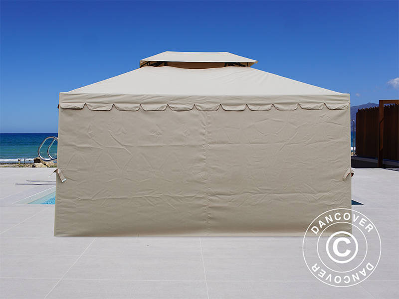 3x4m Gazebo OSIRIS Peaked Valance Dark Beige