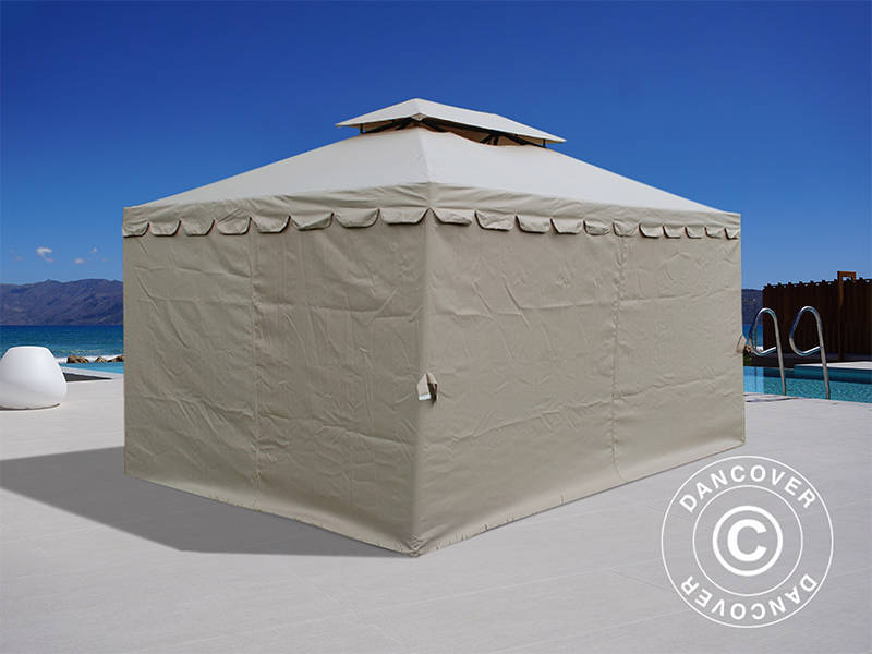 3x4m Gazebo OSIRIS Peaked Valance Dark Beige