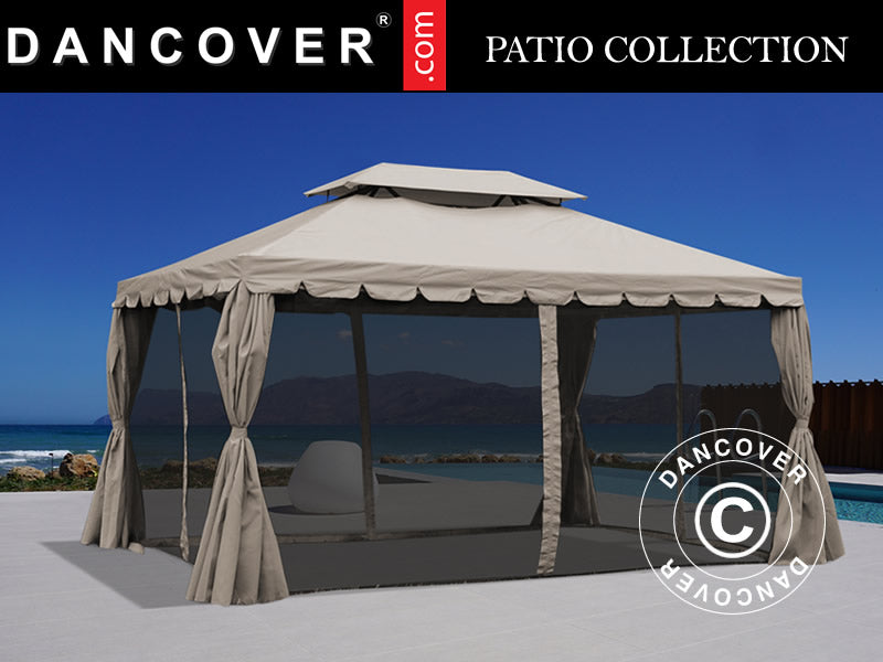 3x4m Gazebo OSIRIS Peaked Valance Dark Beige