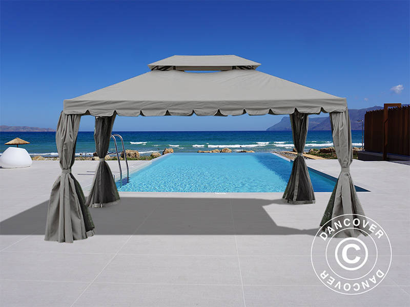 3x4m Gazebo OSIRIS Peaked Valance Grey