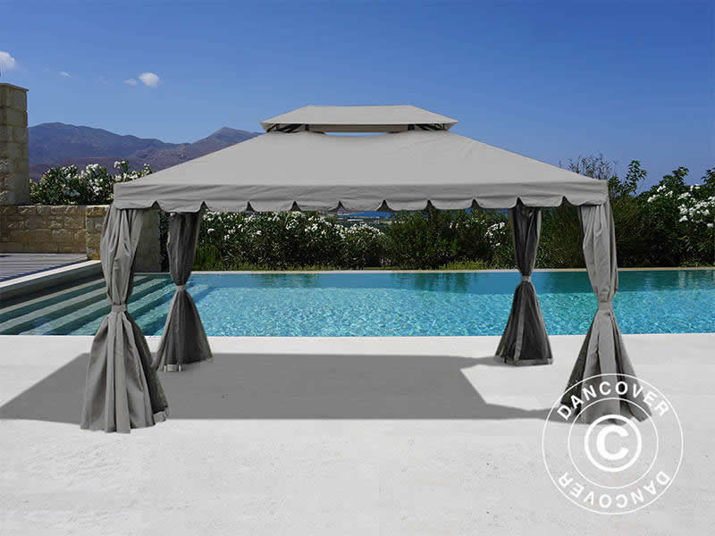 3x4m Gazebo OSIRIS Peaked Valance Grey