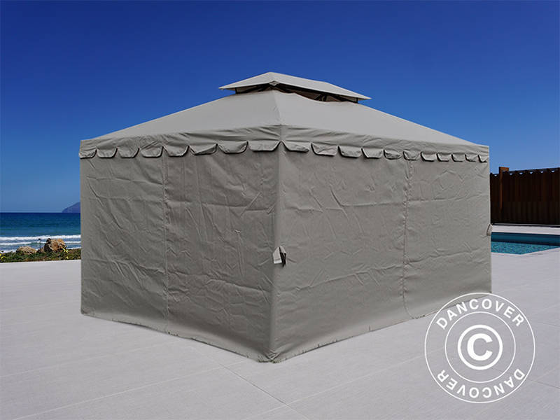 3x4m Gazebo OSIRIS Peaked Valance Grey