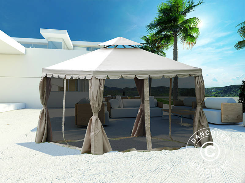 4x4m Gazebo OSIRIS Peaked Valance Sand