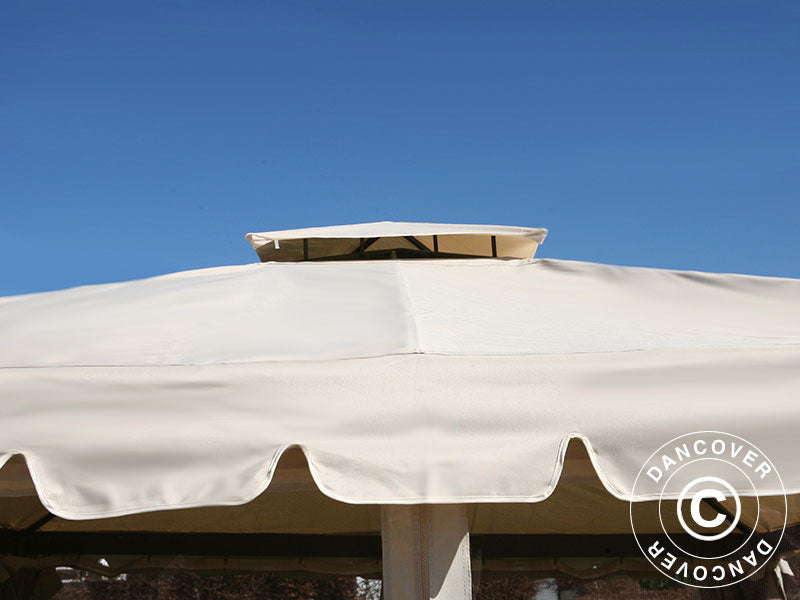4x4m Gazebo OSIRIS Peaked Valance Sand