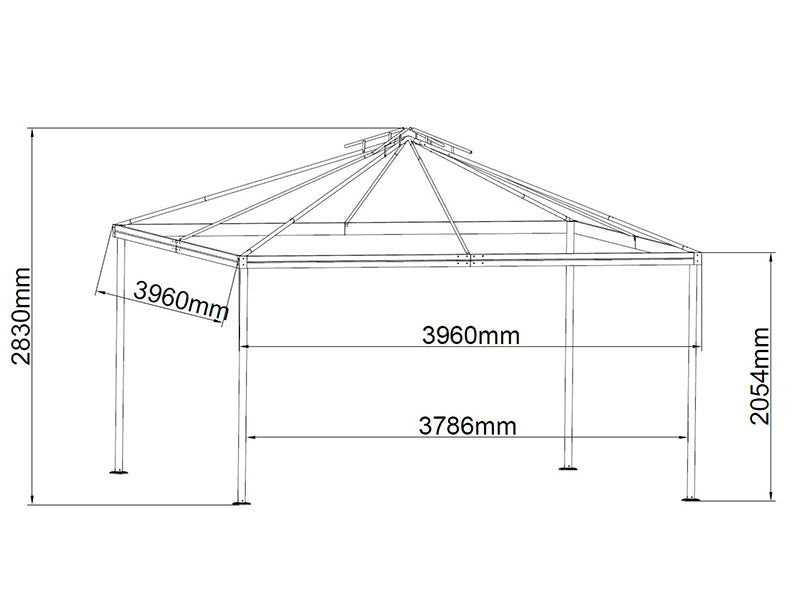 4x4m Gazebo OSIRIS Peaked Valance Sand