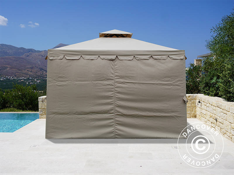 4x4m Gazebo OSIRIS Peaked Valance Dark Beige