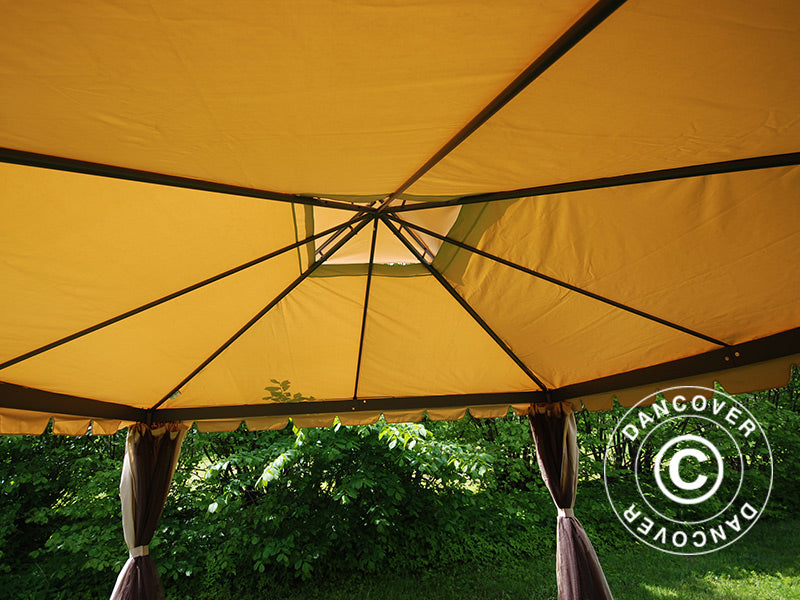 4x4m Gazebo OSIRIS Peaked Valance Dark Beige
