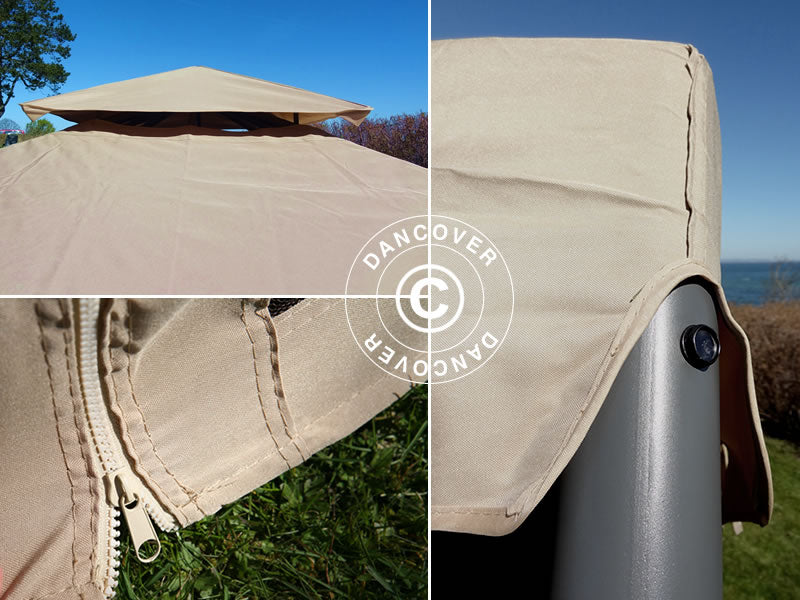 4x4m Gazebo OSIRIS Peaked Valance Dark Beige