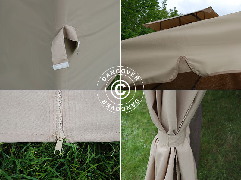 4x4m Gazebo OSIRIS Peaked Valance Dark Beige
