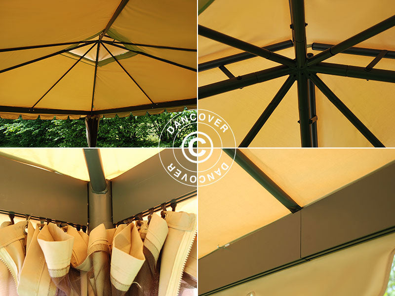 4x4m Gazebo OSIRIS Peaked Valance Dark Beige