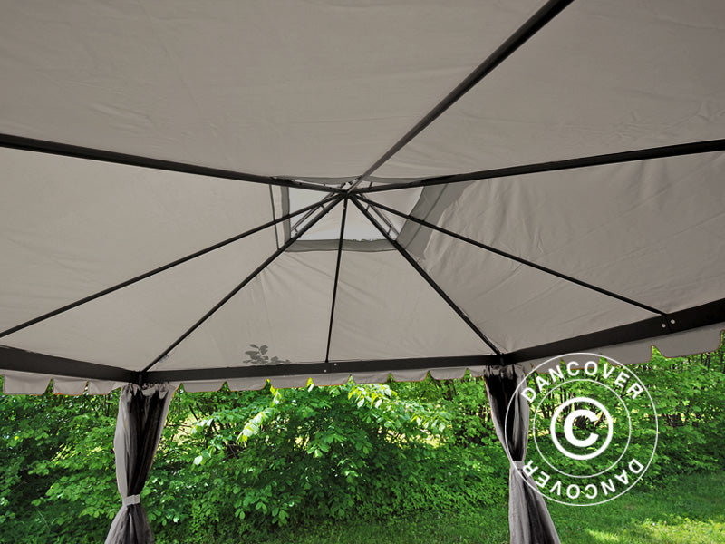 4x4m Gazebo OSIRIS Peaked Valance Grey