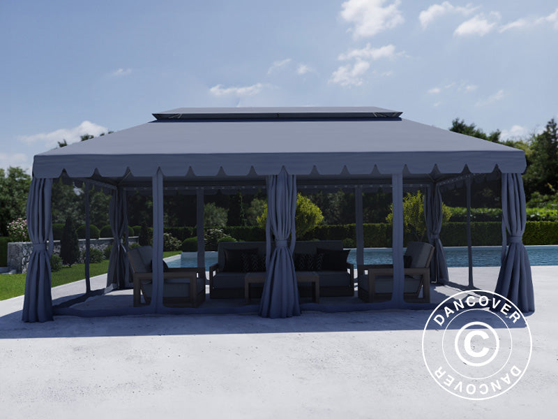 3x6m Gazebo OSIRIS Peaked Valance Grey