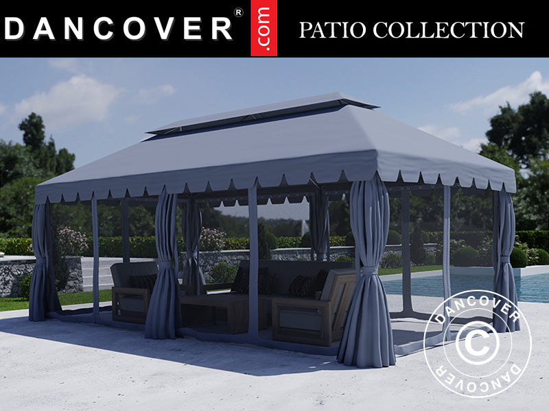 3x6m Gazebo OSIRIS Peaked Valance Grey