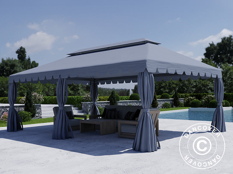 4x6m Gazebo OSIRIS Peaked Valance Grey