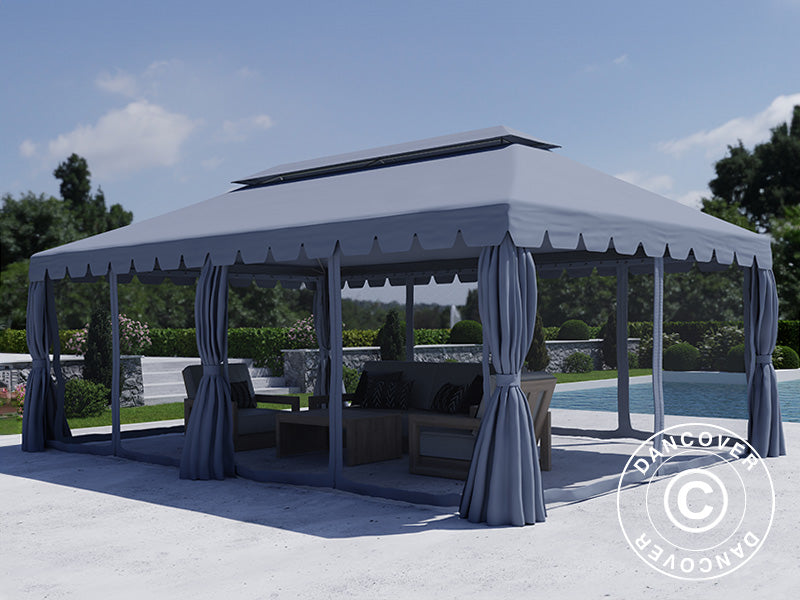 4x6m Gazebo OSIRIS Peaked Valance Grey