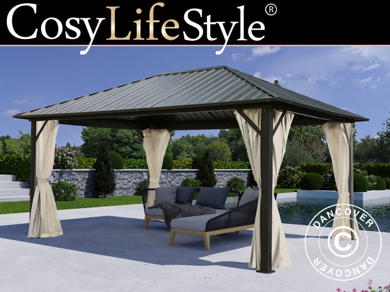 Gazebo San Bernardino 3,65x4,85m Black+Ecru