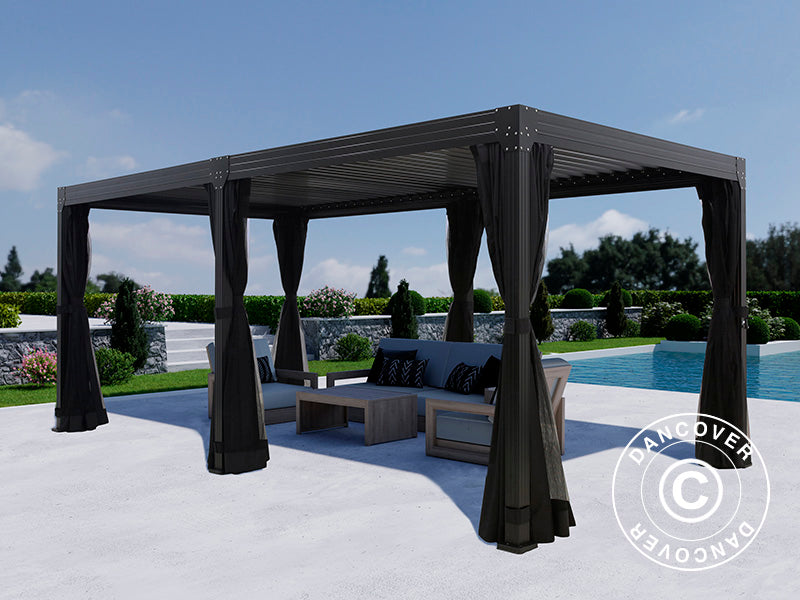 Pergola Gazebo Monterey 3x6m w/SWK+Net Black