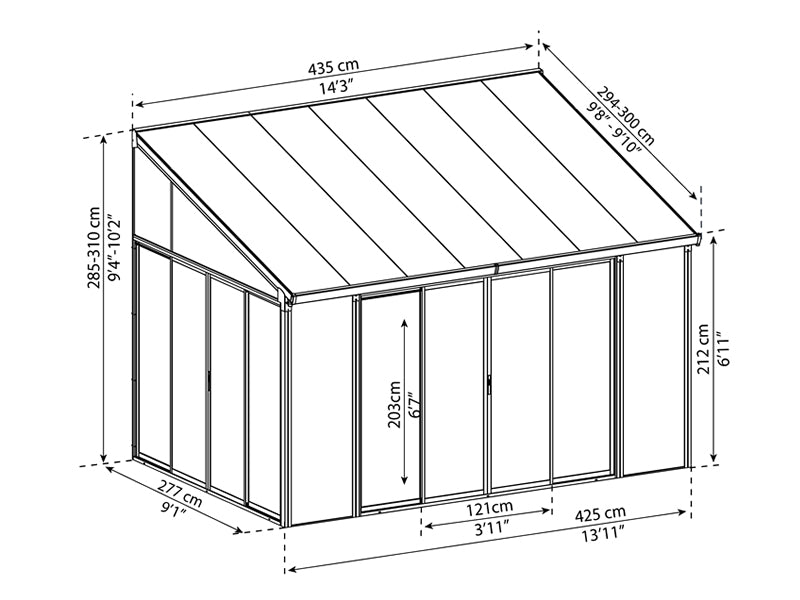 Uterum SanRemo, Palram/Canopia, 3x4,25m Antracit