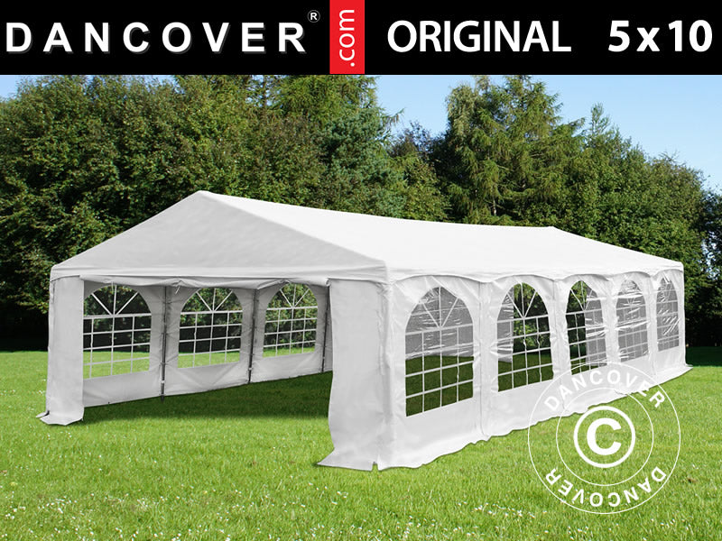 Partytält Original 5x10m PVC 900, "Arched", Vit