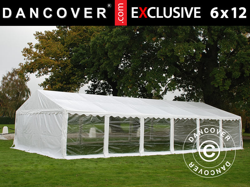 Partytält Exclusive 6x12m PVC 900, Vit, Panorama