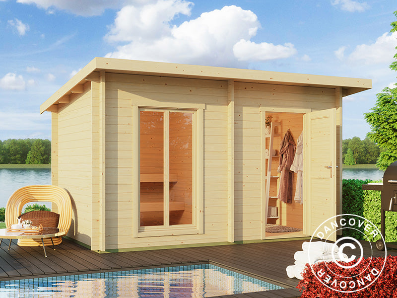 Bastustuga i trä Levi, 4x2,2m, 8,26m², Naturlig