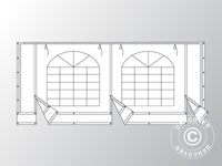 Ändvägg med stort fönster och bred dörr, 5m, flamsäkert PVC, Vit