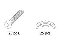 Väska med vingmuttrar och skruvar