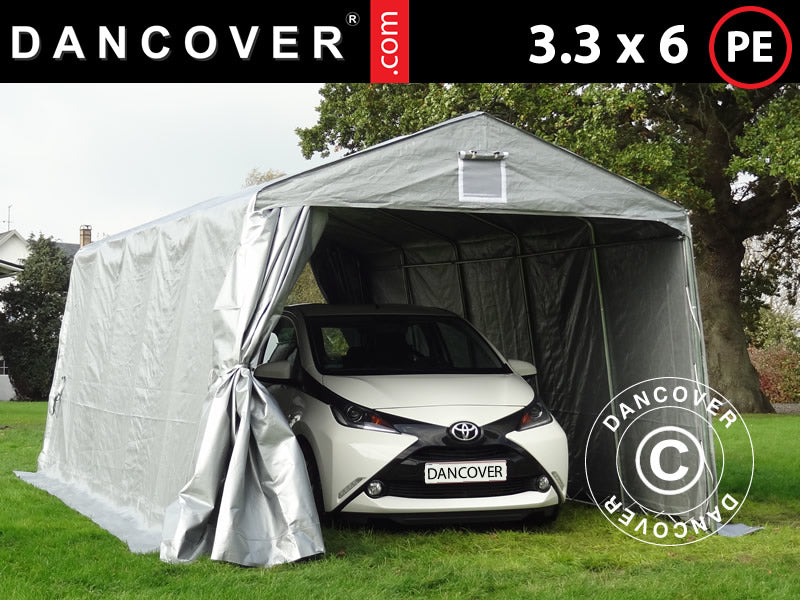 Garagetält PRO 3,3x6x2,4m PE, Grå