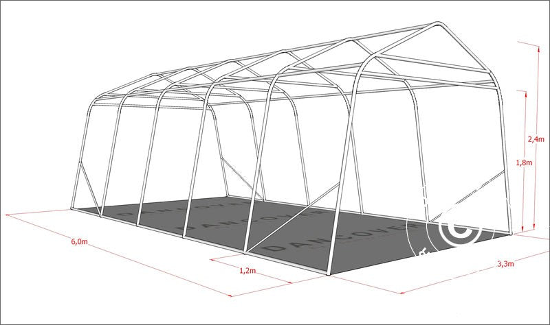 Garagetält PRO 3,3x6x2,4m PVC, Grön