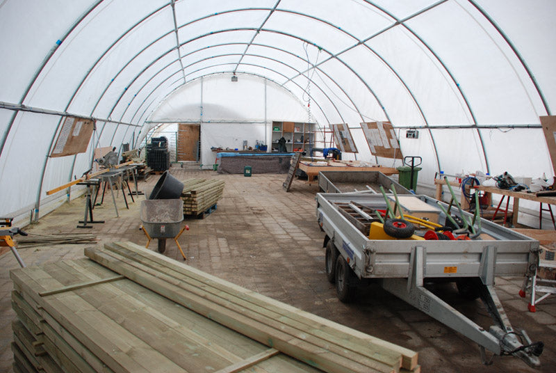 Rundbågehall 9,15x20x4,5m, PVC, Vit