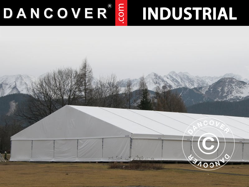 Industriell förvaringshall Alu 12x12x5,42m med skjutport, PVC, Vit