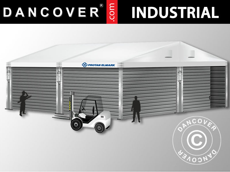 Industriell förvaringshall Alu 10x10x4,52m med skjutport, PVC/Metall, Vit