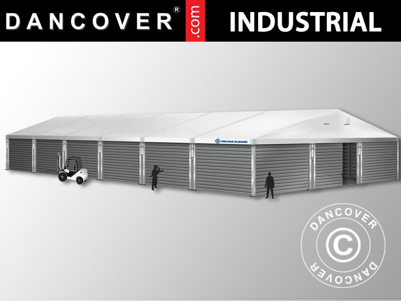 Industriell förvaringshall Alu 15x30x6,53m med skjutport, PVC/Metall, Vit