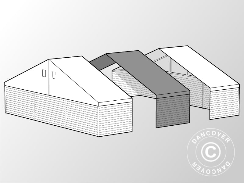 Förlängning för industriell förvaringshall Alu, PVC/Metall 15x30x6,53, 5m, Vit