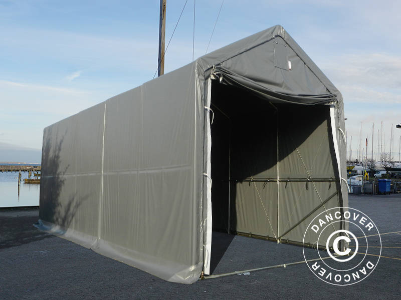Lagertält PRO XL 4x10x3,5x4,59m, PVC, Grå