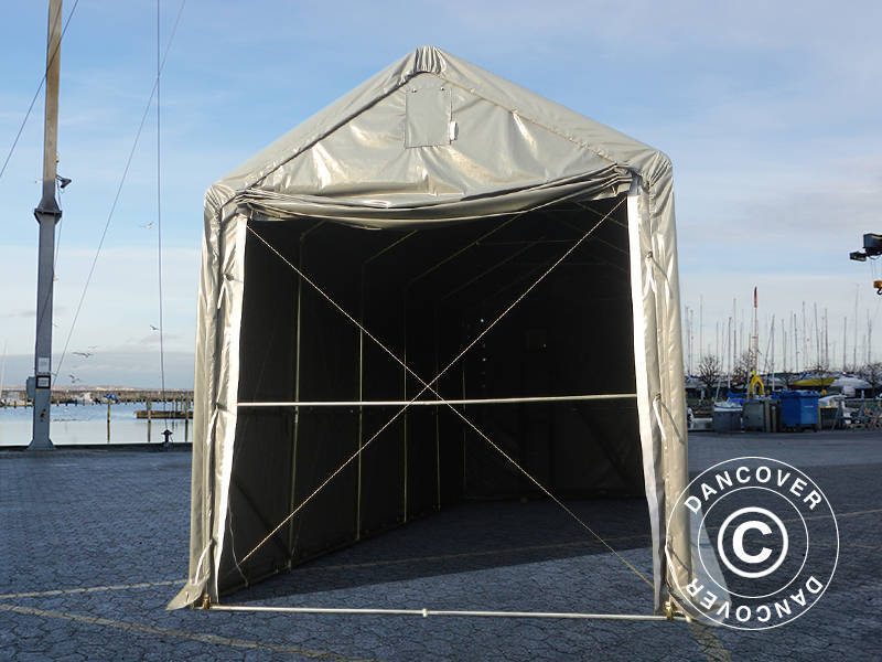 Lagertält PRO XL 4x10x3,5x4,59m, PVC, Grå