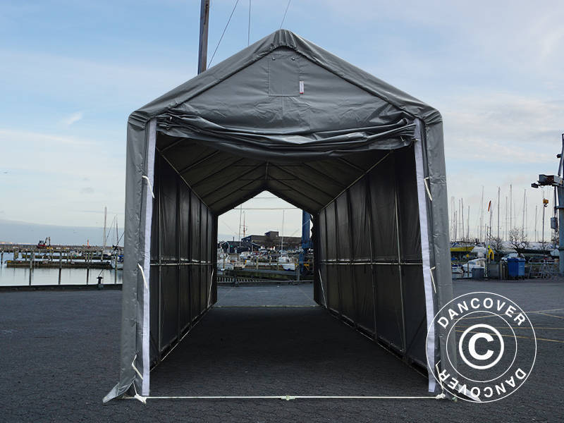 Lagertält PRO XL 4x12x3,5x4,59m, PVC, Grå