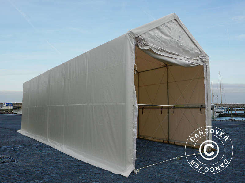 Lagertält PRO XL 4x12x3,5x4,59m, PVC, Vit