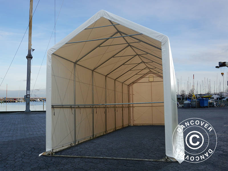 Lagertält PRO XL 4x12x3,5x4,59m, PVC, Vit