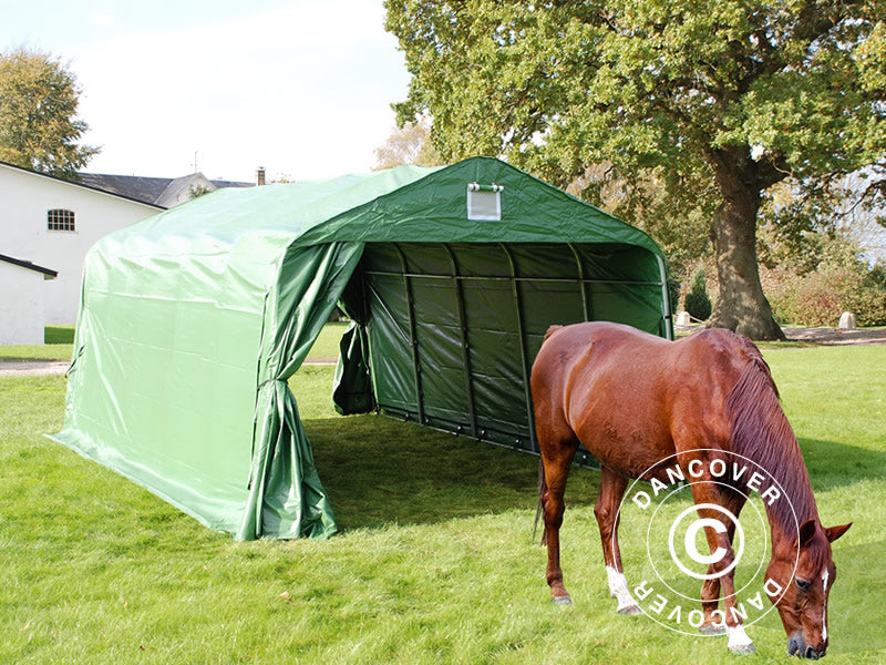 Vindskydd för djur 3,6x6x2,68m, PVC, Grönt