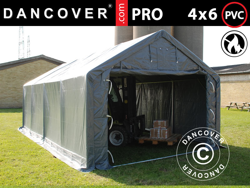 4x6 m StoragePro w/Gablekit 500g PVC SH Grey