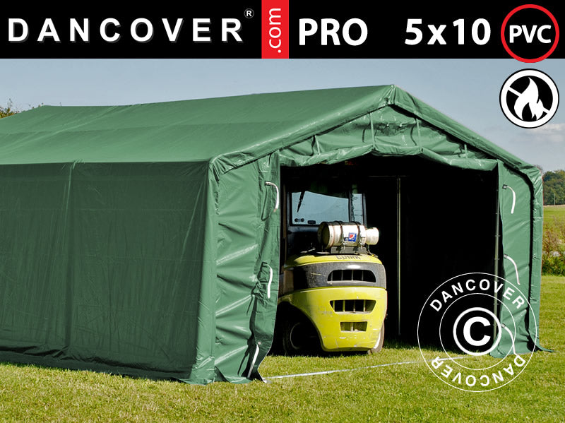 5x10 m StoragePro w/Gablekit 500g PVC SH Green