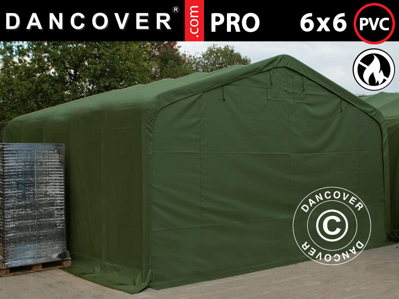 6x6m StoragePro w/Gablekit 600g PVC SH Green